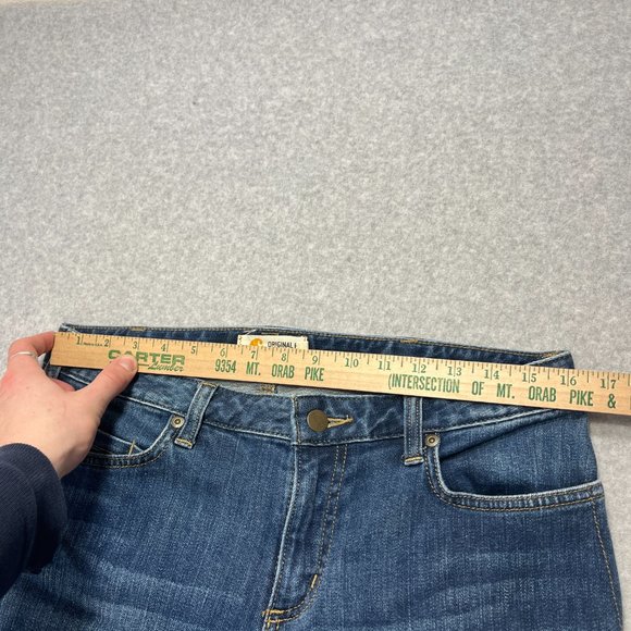 Carhartt Jeans Womens 10 Blue Straight Denim Cotton Blend Medium Short 32x29 - Picture 3 of 11